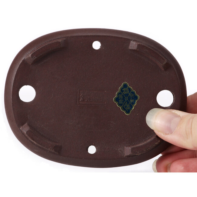 Pot à bonsaï ovale non émaillé par Yamaaki - 110 x 85 x 20 mm