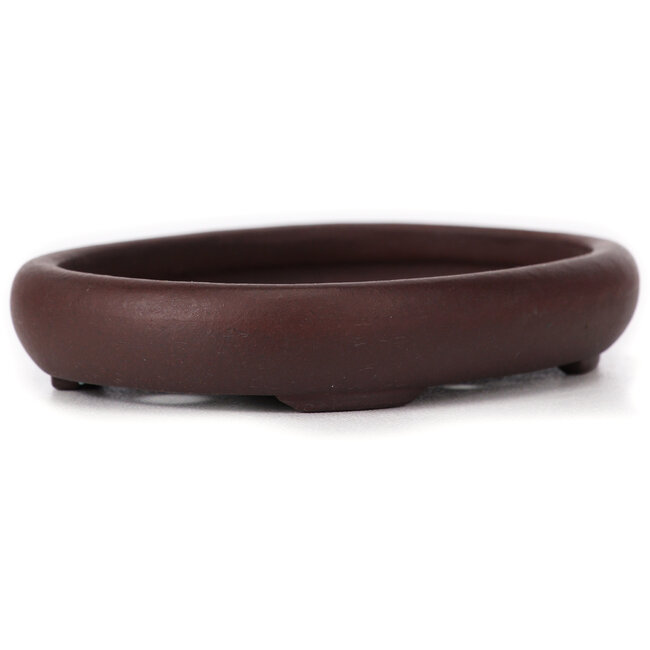 Oval unglazed bonsai pot by Yamaaki - 110 x 85 x 20 mm