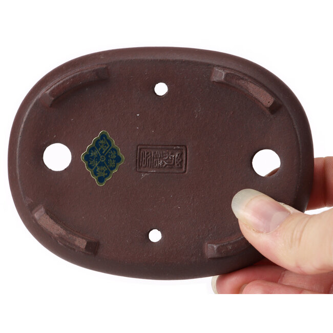 Ovale unglasierte Bonsaischale von Yamaaki - 110 x 85 x 20 mm