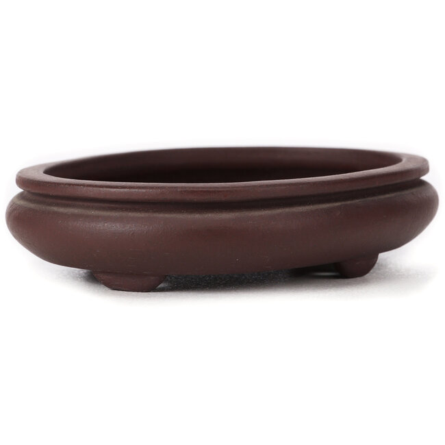 Oval unglazed bonsai pot by Yamaaki - 145 x 115 x 30 mm