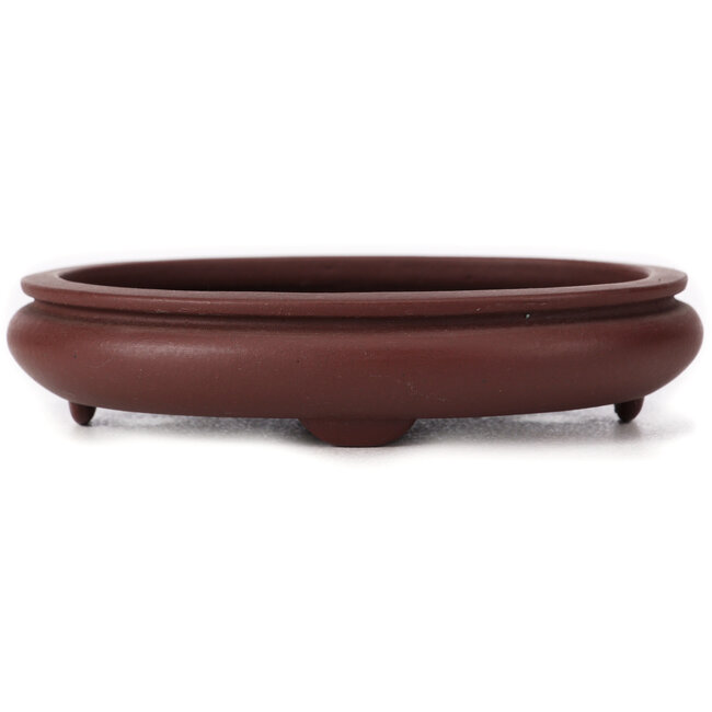 Oval unglazed bonsai pot by Yamaaki - 145 x 115 x 30 mm