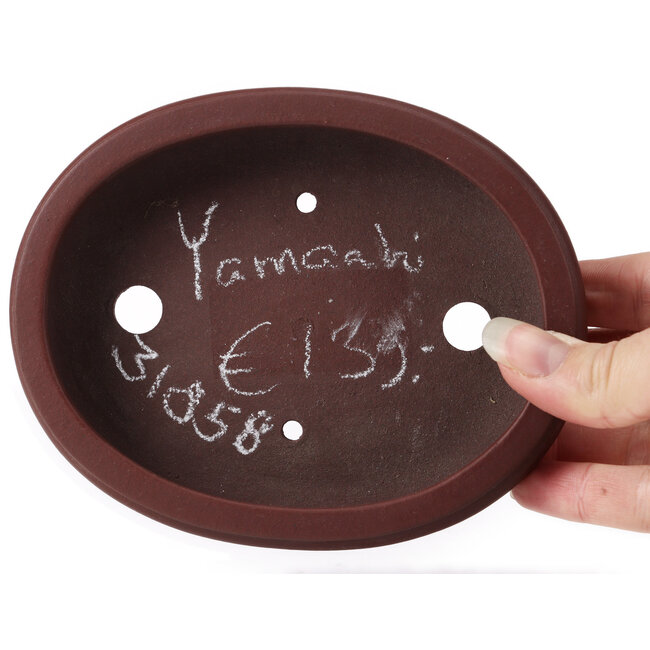 Ovale unglasierte Bonsaischale von Yamaaki - 145 x 115 x 30 mm
