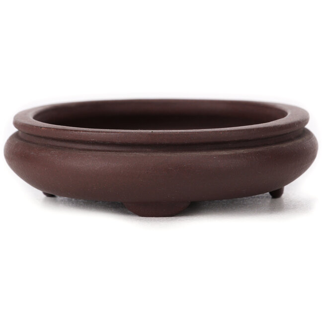 Oval unglazed bonsai pot by Yamaaki - 145 x 115 x 30 mm