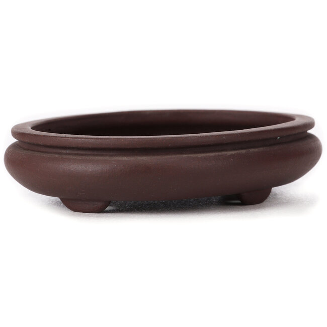 Ovale ongeglazuurde bonsaipot van Yamaaki - 145 x 115 x 30 mm