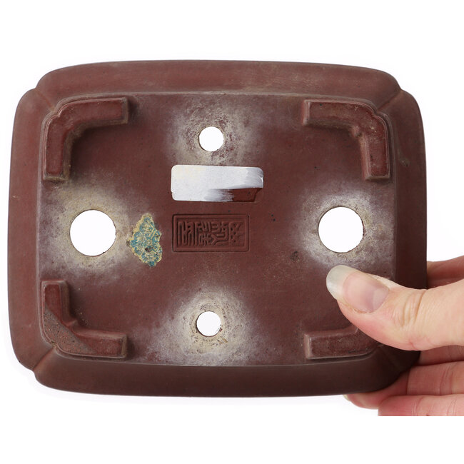 Rectangular unglazed bonsai pot by Yamaaki - 150 x 120 x 45 mm