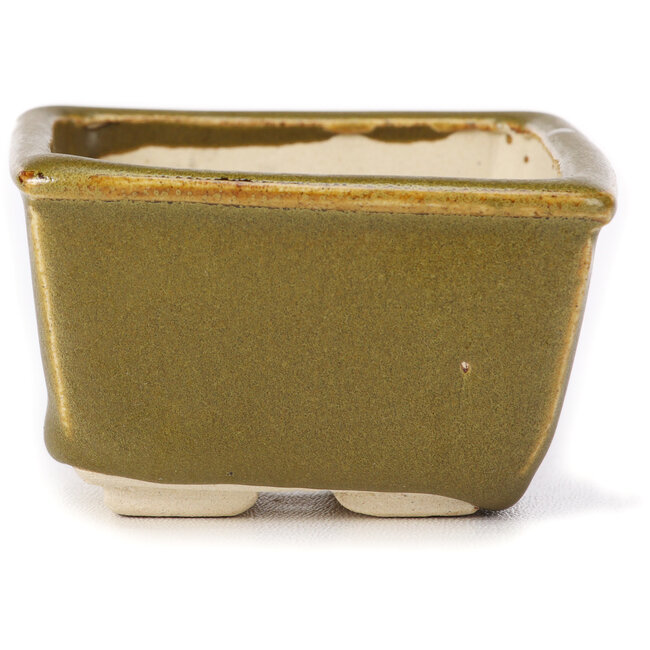 Vaso bonsai quadrato verde e marrone di Seto - 85 x 80 x 45 mm