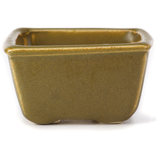 Maceta de bonsái cuadrada verde y marrón de Seto - 85 x 80 x 45 mm