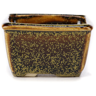 Seto 85 mm square brown bonsai pot by Seto, Japan