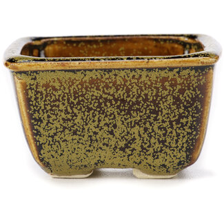 Seto 85 mm square brown bonsai pot by Seto, Japan