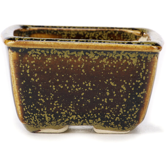 Vierkante bruine bonsaipot van Seto - 85 x 85 x 45 mm