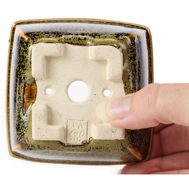 Vaso bonsai quadrato marrone di Seto - 85 x 85 x 45 mm