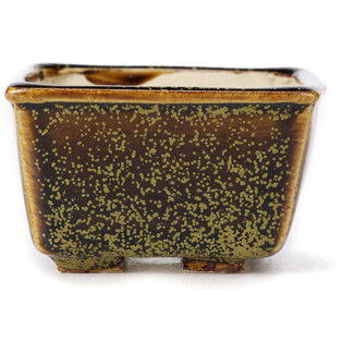 Seto 85 mm square brown bonsai pot by Seto, Japan