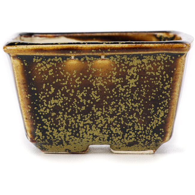 Vierkante bruine bonsaipot van Seto - 85 x 80 x 45 mm