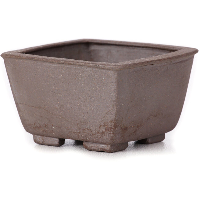 Quadratische unglasierte Bonsaischale von Seto - 85 x 80 x 50 mm