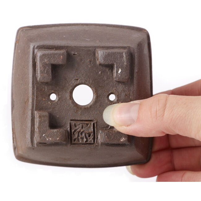 Maceta de bonsái cuadrada sin esmaltar de Seto - 85 x 85 x 50 mm