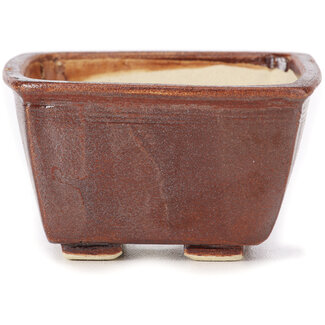 Seto 85 mm square brown bonsai pot by Seto, Japan