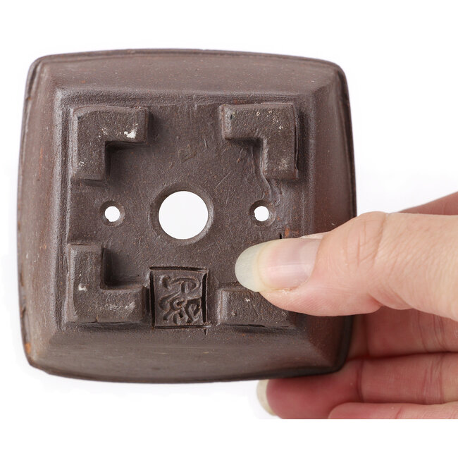 Pot à bonsaï carré non émaillé par Seto - 85 x 80 x 50 mm