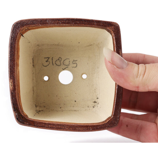 Pot à bonsaï carré marron par Seto - 85 x 85 x 50 mm