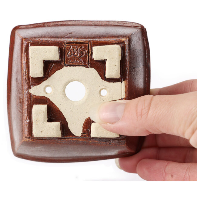 Square brown bonsai pot by Seto - 85 x 85 x 50 mm