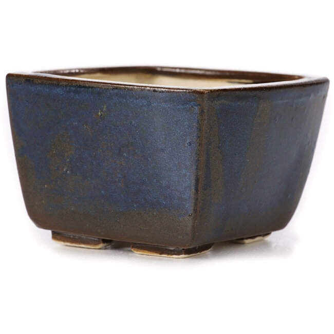 Pot à bonsaï carré marron et bleu par Seto - 80 x 80 x 50 mm
