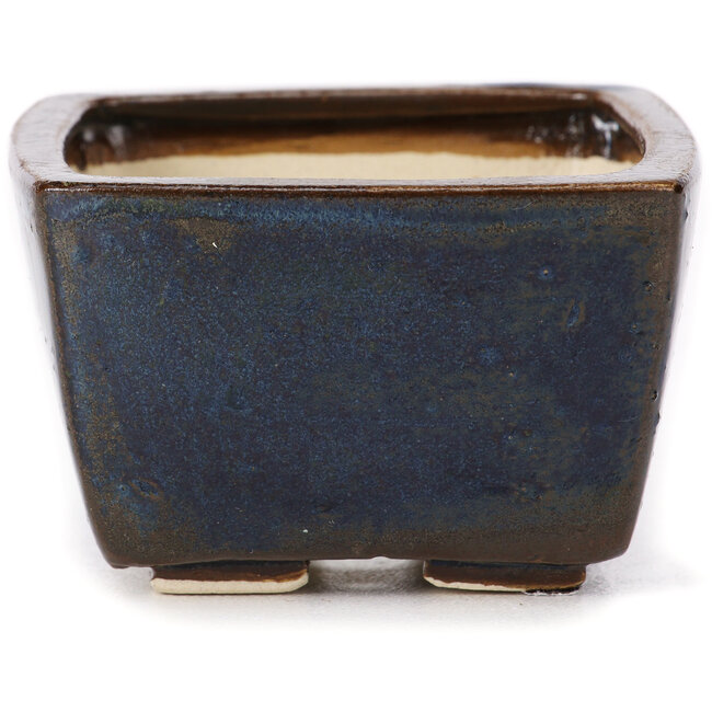 Vaso bonsai quadrato marrone e blu di Seto - 80 x 80 x 50 mm