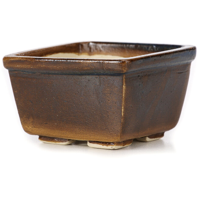 Quadratische braune Bonsaischale von Seto - 80 x 80 x 45 mm