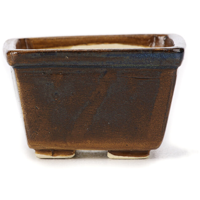 Quadratische braune Bonsaischale von Seto - 80 x 80 x 45 mm