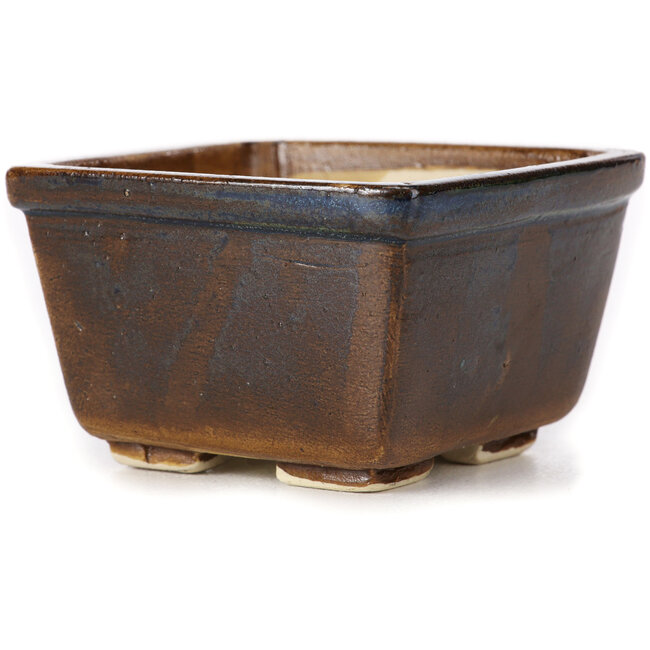 Vierkante bruine bonsaipot van Seto - 80 x 80 x 45 mm