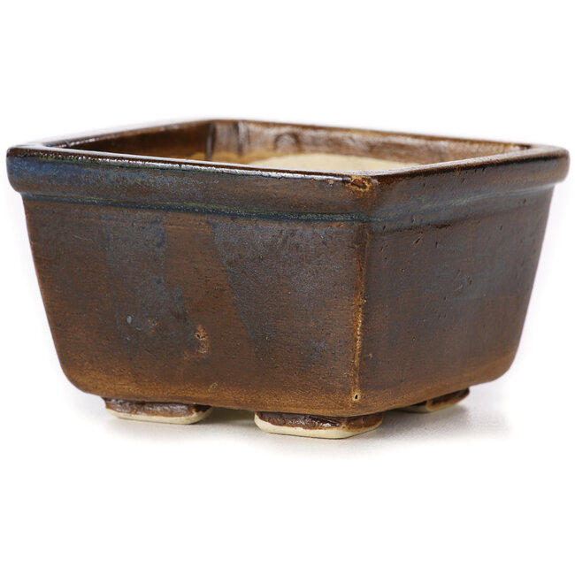 Square brown bonsai pot by Seto - 80 x 80 x 45 mm
