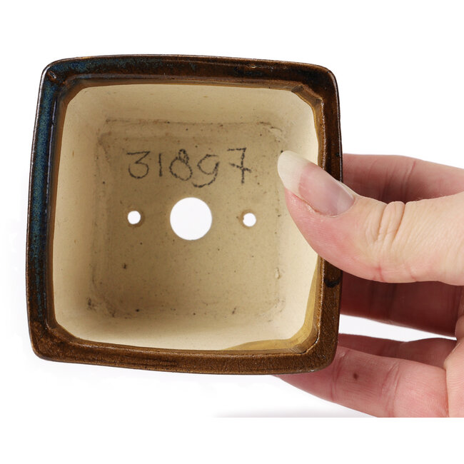 Pot à bonsaï carré marron par Seto - 80 x 80 x 45 mm