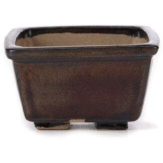 Seto 80 mm square brown bonsai pot by Seto, Japan