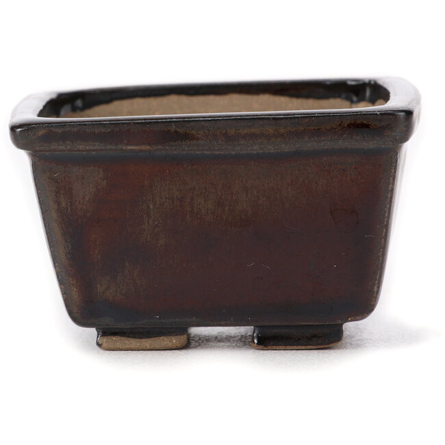 Square brown bonsai pot by Seto - 80 x 80 x 45 mm