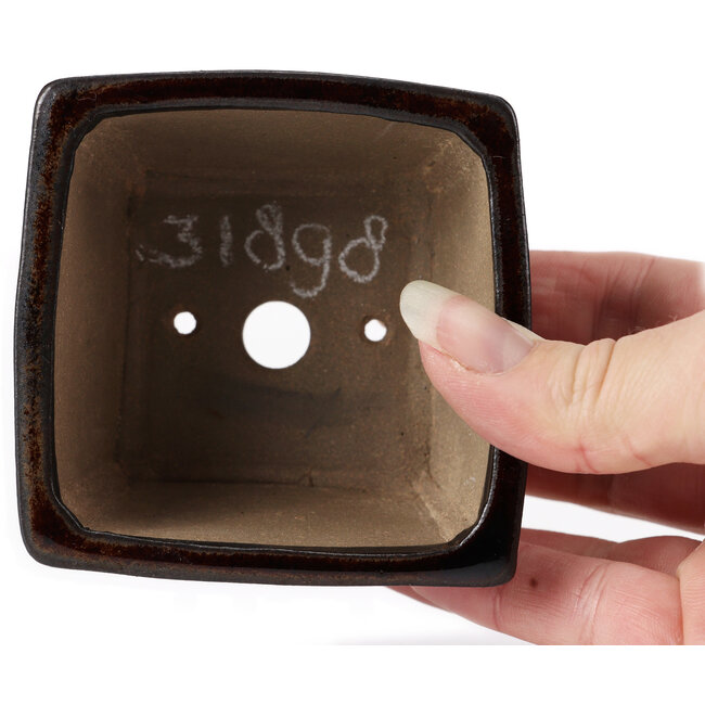 Pot à bonsaï carré marron par Seto - 80 x 80 x 45 mm