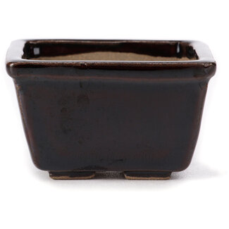 Seto 80 mm square brown bonsai pot by Seto, Japan