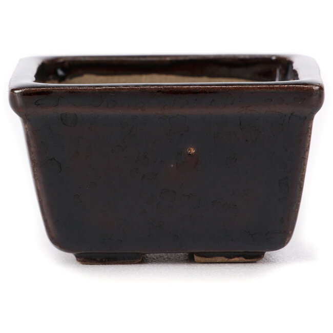 Vierkante bruine bonsaipot van Seto - 80 x 75 x 45 mm