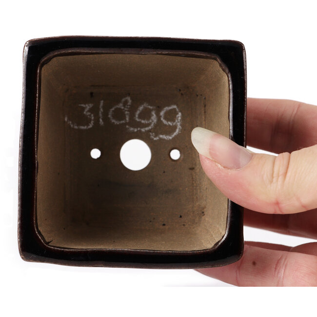 Maceta de bonsái cuadrada marrón de Seto - 80 x 75 x 45 mm