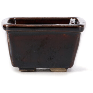 Seto 85 mm square brown bonsai pot by Seto, Japan