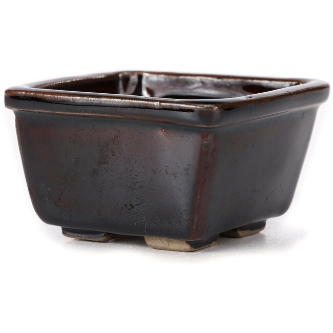 Pot à bonsaï carré marron par Seto - 85 x 80 x 50 mm