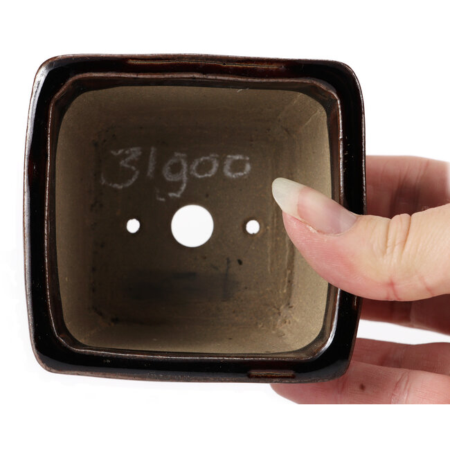 Maceta de bonsái cuadrada marrón de Seto - 85 x 80 x 50 mm