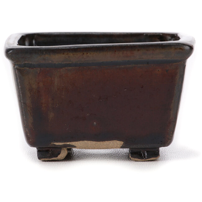 Square brown bonsai pot by Seto - 80 x 75 x 45 mm