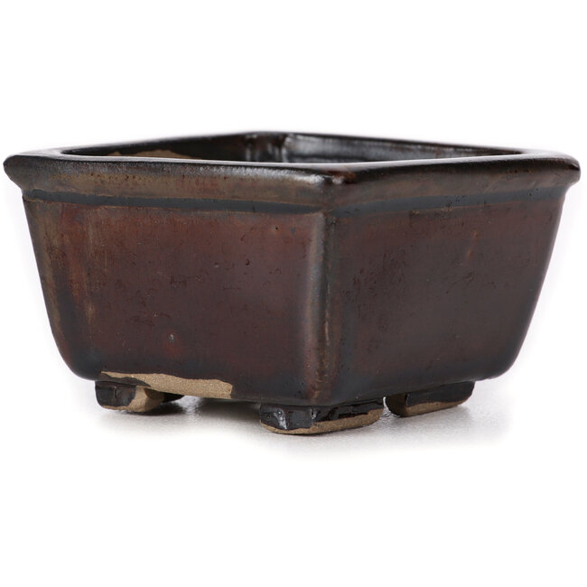 Vierkante bruine bonsaipot van Seto - 80 x 75 x 45 mm