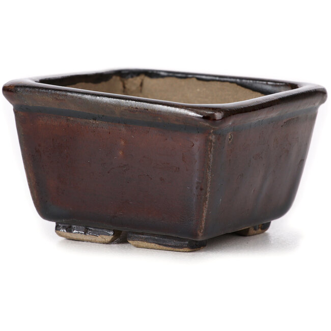 Pot à bonsaï carré marron par Seto - 80 x 75 x 45 mm