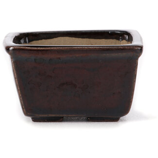 Seto 80 mm square brown bonsai pot by Seto, Japan