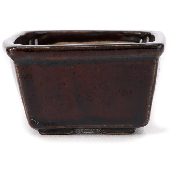 Pot à bonsaï carré marron par Seto - 80 x 80 x 45 mm