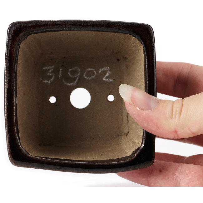 Vaso bonsai quadrato marrone di Seto - 80 x 80 x 45 mm