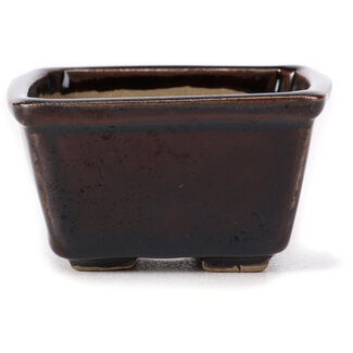 Seto 80 mm square brown bonsai pot by Seto, Japan