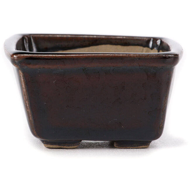 Vierkante bruine bonsaipot van Seto - 80 x 80 x 45 mm