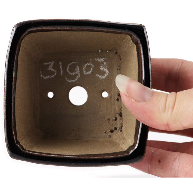 Pot à bonsaï carré marron par Seto - 80 x 80 x 45 mm