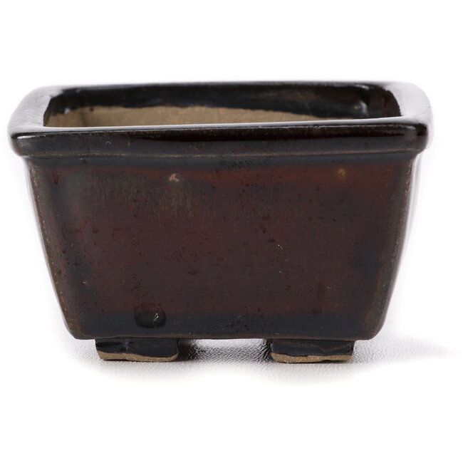 Square brown bonsai pot by Seto - 80 x 80 x 45 mm