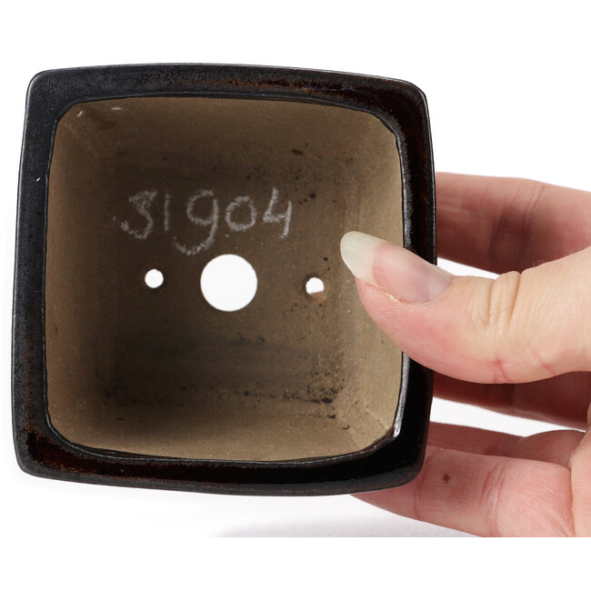 Pot à bonsaï carré marron par Seto - 80 x 80 x 45 mm